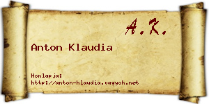 Anton Klaudia névjegykártya